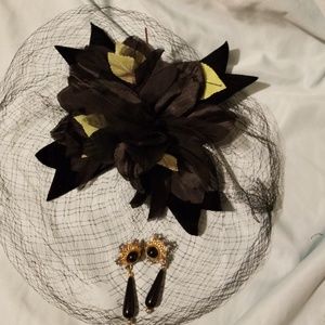 VINTAGE WOMAN NETTED FLOWERED CAP